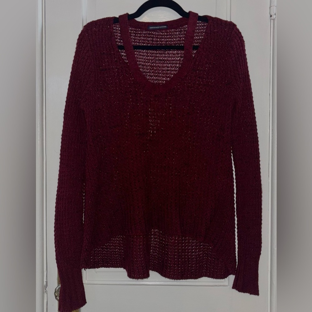 American Eagle V-Neck Waffle Sweater